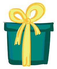 Image showing A beautiful present box tied with yellow ribbon and topped with 