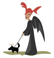 Image showing An Angel in black vector or color illustration