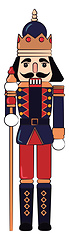 Image showing Wooden toy guard with stick vector or color illustration