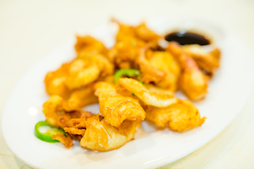 Image showing Fried squid on dish