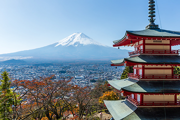 Image showing Mount Fuji and Chureito Pagoda in Japan