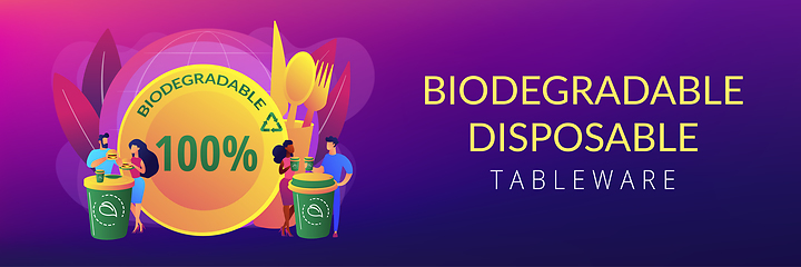 Image showing Biodegradable disposable tableware concept banner header