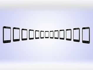 Image showing smart-phones transparent on the light gradient background