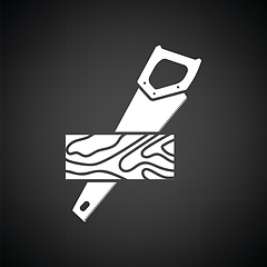 Image showing Handsaw cutting a plank icon