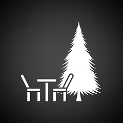 Image showing Park seat and pine tree icon