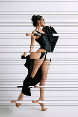Image showing Creative fashion collage with beautiful young woman, contemporary art