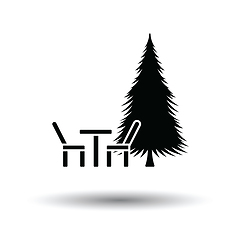 Image showing Park seat and pine tree icon