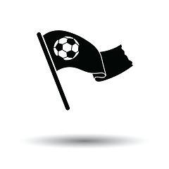 Image showing Football fans waving flag with soccer ball icon