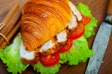 Image showing savory croissant brioche bread with chicken breast