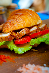 Image showing savory croissant brioche bread with chicken breast