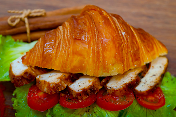 Image showing savory croissant brioche bread with chicken breast