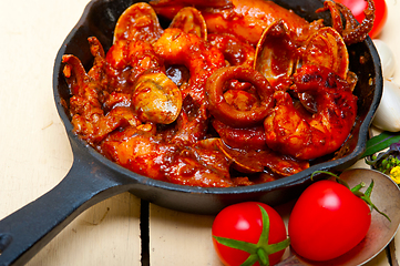 Image showing fresh seafoos stew on an iron skillet