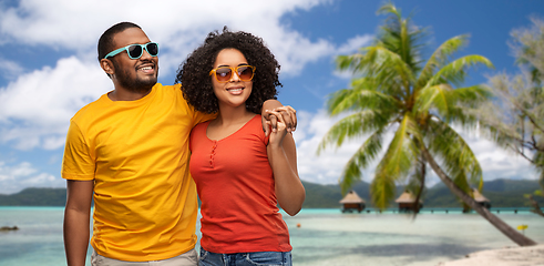 Image showing happy african american couple in sunglasses