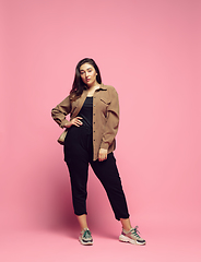 Image showing Young caucasian woman in casual wear. Bodypositive female character. plus size businesswoman