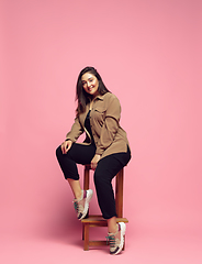 Image showing Young caucasian woman in casual wear. Bodypositive female character. plus size businesswoman