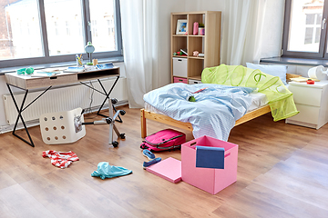 Image showing messy home or kid's room with scattered stuff