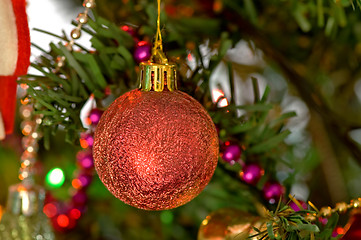 Image showing Red christmas bulbs