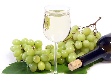 Image showing White Wine with Bottle