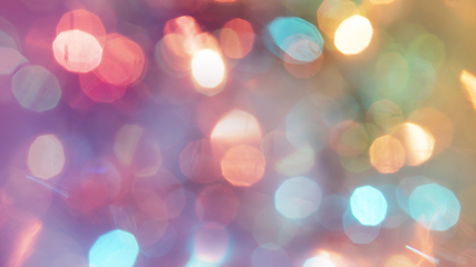 Image showing Multicolored defocused bokeh lights background - horizontal wallpaper, poster