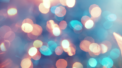 Image showing Multicolored defocused bokeh lights background - horizontal wallpaper, poster