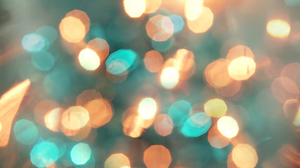 Image showing Multicolored defocused bokeh lights background - horizontal wallpaper, poster