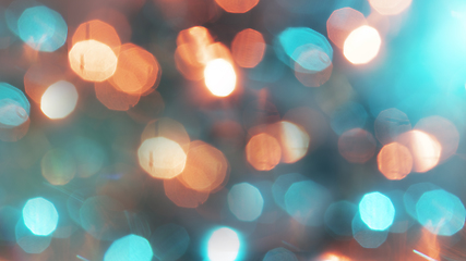 Image showing Multicolored defocused bokeh lights background - horizontal wallpaper, poster