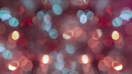 Image showing Multicolored defocused bokeh lights background - horizontal wallpaper, poster