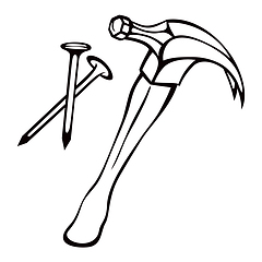 Image showing Sketch of a hammer and nails