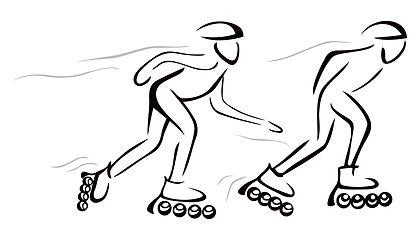 Image showing Two persons chasing at roller skates