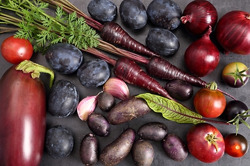 Image showing Purple vegetables and fruits.