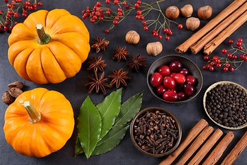 Image showing Pumpkins and spices.