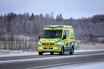 Image showing Ambulance on Road in Winter