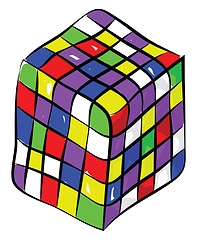 Image showing Rubik\'s cube a color combination puzzle enjoyed by all ages vect