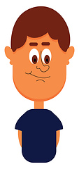 Image showing Funny-looking cartoon boy in a blue t-shirt vector or color illu