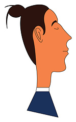 Image showing Side portrait of a man with a man bun vector illustration on whi