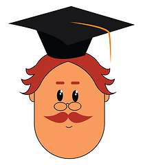 Image showing Cartoon face of a professor wearing a hood vector or color illus
