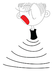 Image showing A boy in a black and white striped shirt vector or color illustr