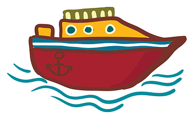 Image showing Red and yellow modern yacht vector or color illustration
