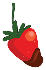 Image showing Simple cartoon of a red strawberry dipped in chocolate vector il