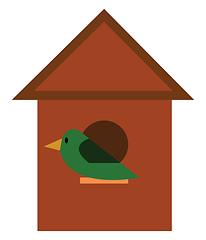 Image showing Bird with its wooden nesting box vector or color illustration