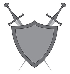 Image showing Clipart of crossed swords and shield vector color drawing or ill