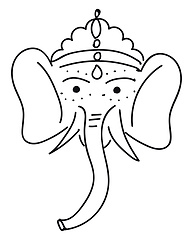 Image showing Black ganesha elephant drawing illustration vector on white back