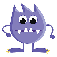 Image showing Cartoon of a blue scary looking alien creature with sharp teeth 