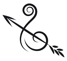 Image showing Simple black and white  sketch of horoscope sign sagittarius  ve