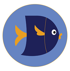 Image showing Portrait of a dark blue fish over blue background vector or colo