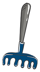 Image showing Blue rake for gardening illustration color vector on white backg