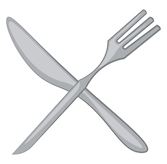 Image showing Clipart of fork and knife vector or color illustration