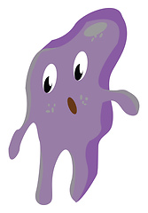 Image showing Cartoon funny purple monster with mouth wide opened is in dismay