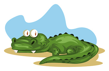 Image showing green crocodile, vector color illustration.