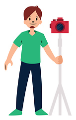 Image showing Photographer with red camera character vector illustration on a 